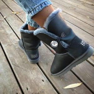 Угги женские UGG BAILEY BUTTON BLING Leather