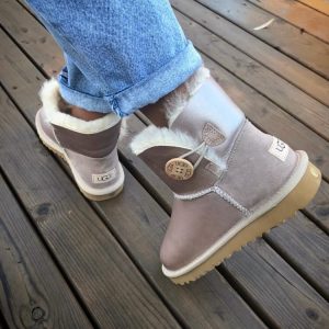 Угги женские UGG BAILEY BUTTON MINI Leather