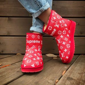 Угги женские Louis Vuitton Supreme Red